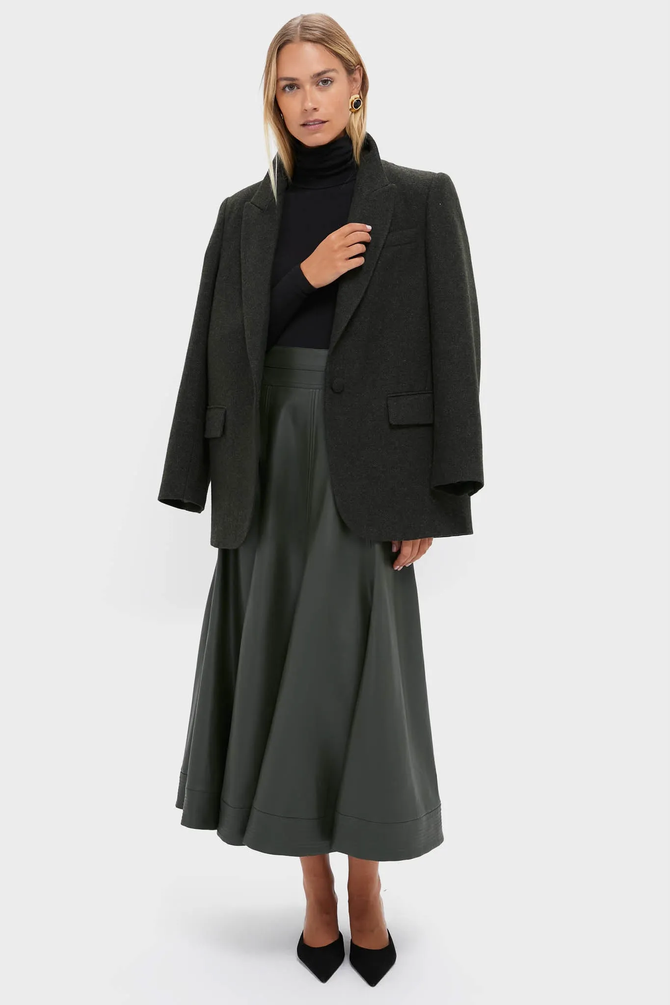 Dark Hunter Green Leather Brynn Skirt sold by Tuckernuck product image thumbnail 2