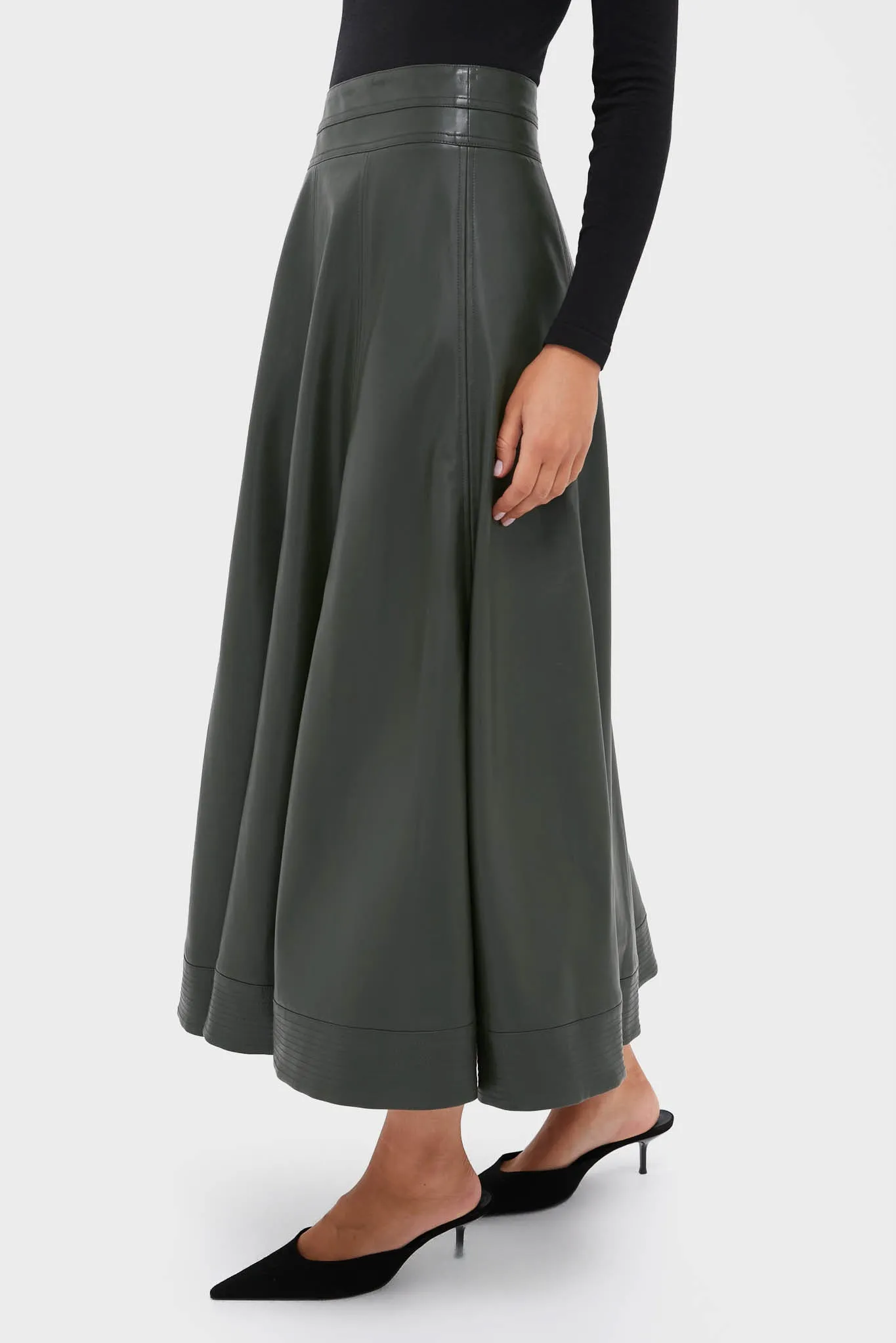 Dark Hunter Green Leather Brynn Skirt sold by Tuckernuck product image thumbnail 3