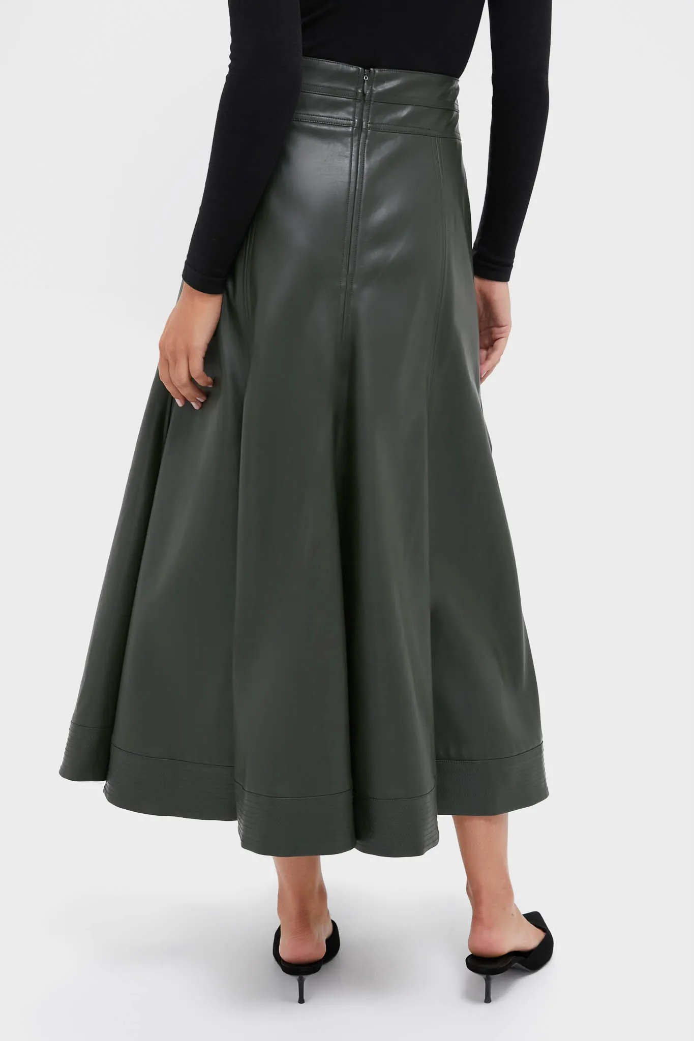 Dark Hunter Green Leather Brynn Skirt sold by Tuckernuck product image thumbnail 4