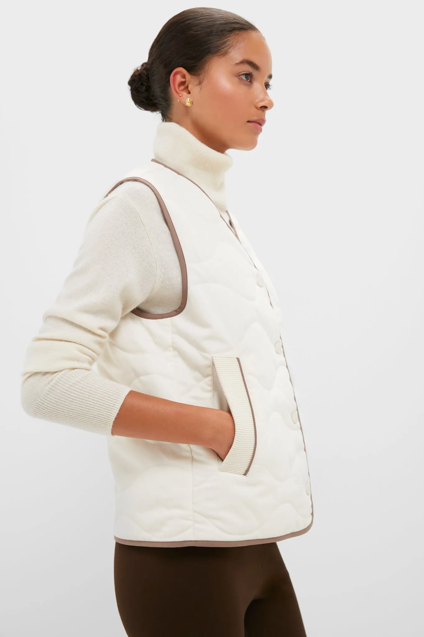 Ash Taupe and Birch Lori Reversible Gilet sold by Tuckernuck product image thumbnail 3