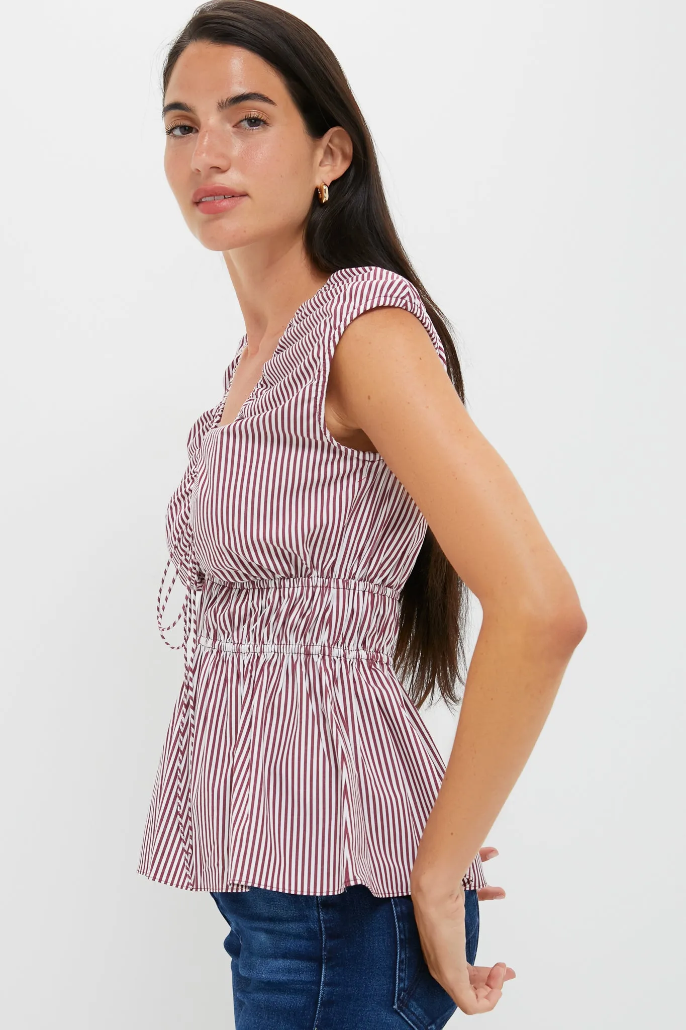 Burgundy Maia Stripe Hedda Top sold by Tuckernuck product image thumbnail 3