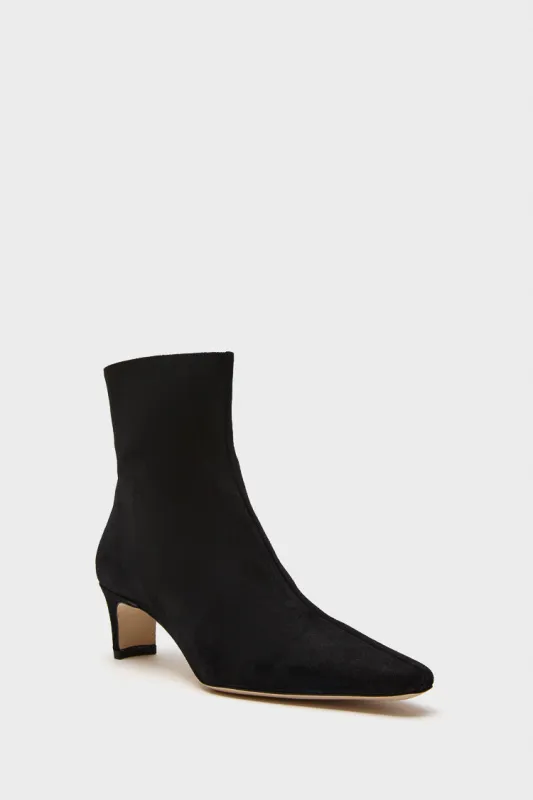 Black Suede Wally Ankle Boot made by STAUD