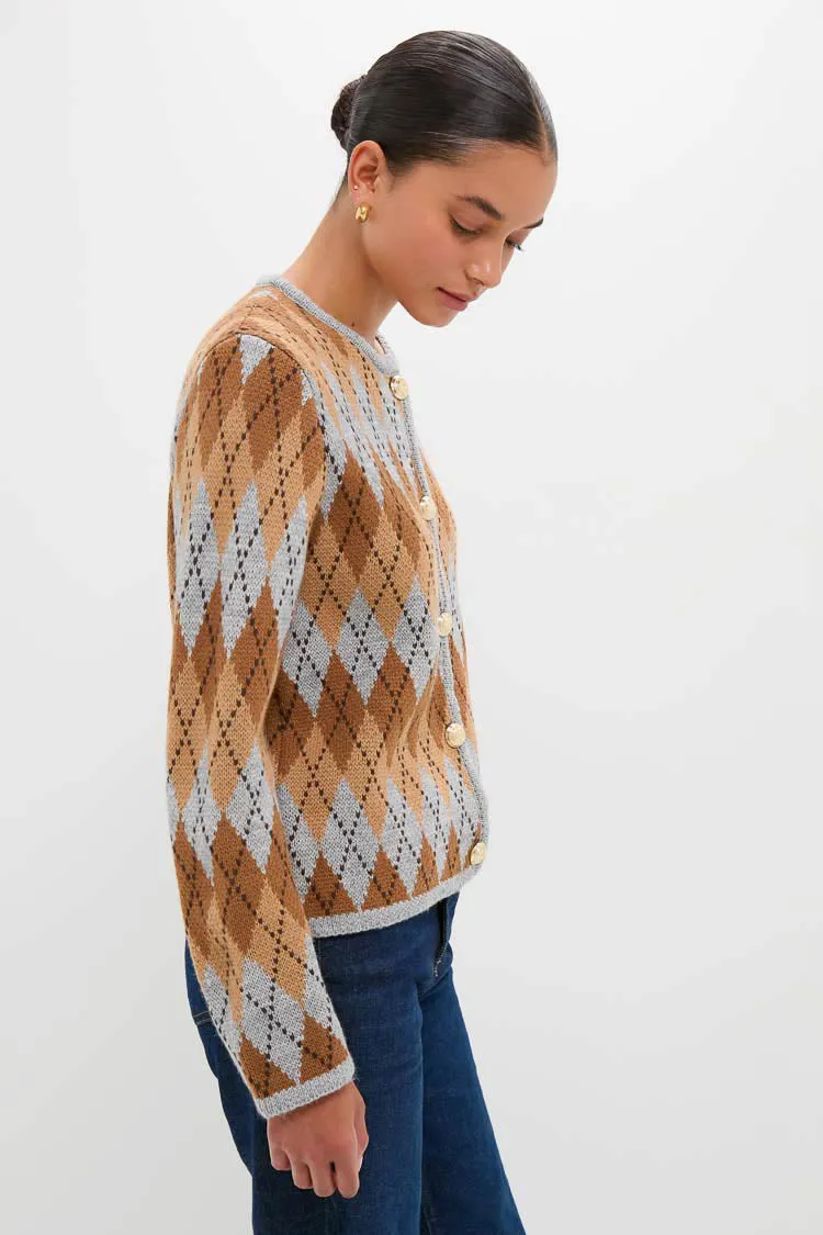 Brown & Grey Argyle Caspian Cardigan sold by Tuckernuck product image thumbnail 3