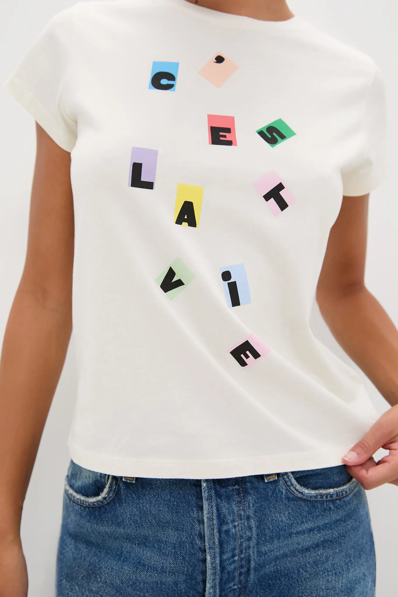 Cream with Multi C'est La Vie Classic Tee sold by Tuckernuck product image thumbnail 5