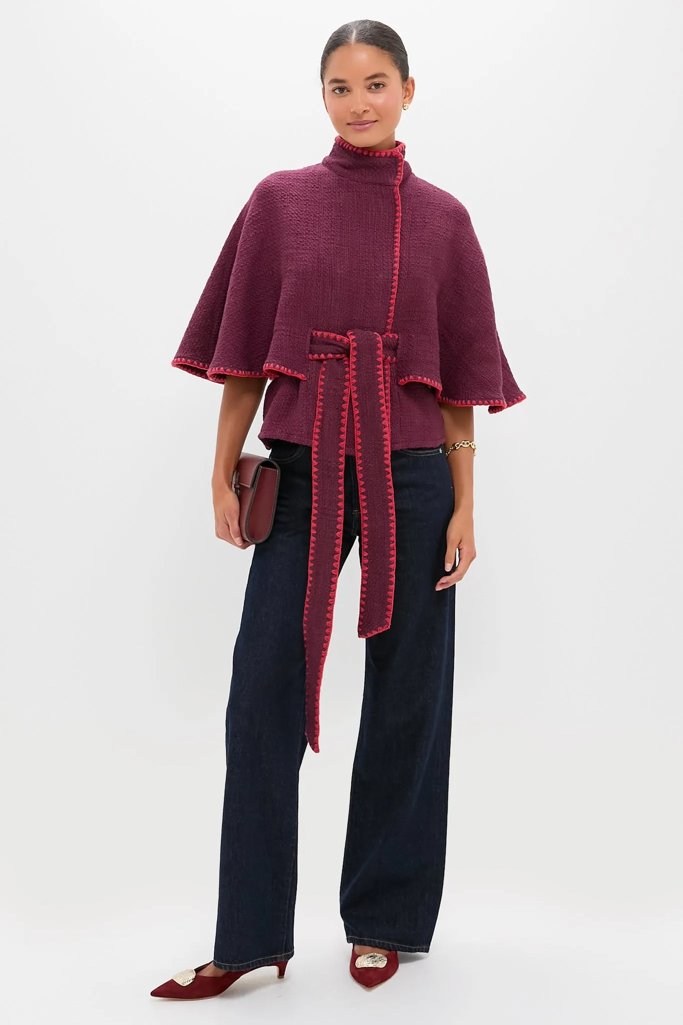 Burgundry Brio Cape Coat sold by Tuckernuck product image thumbnail 2