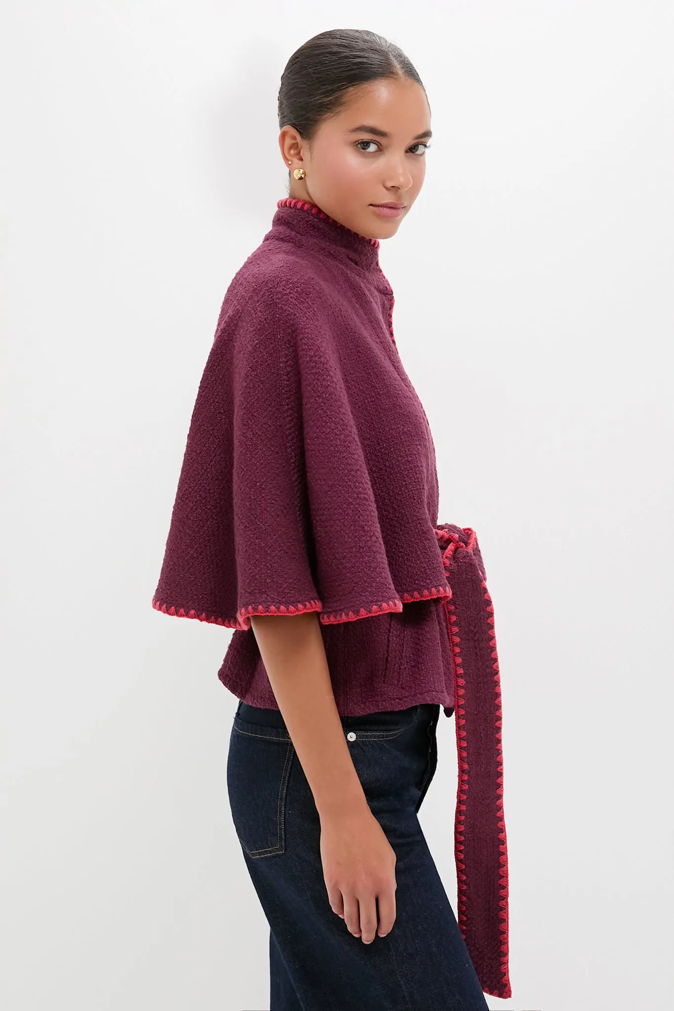 Burgundry Brio Cape Coat sold by Tuckernuck product image thumbnail 3