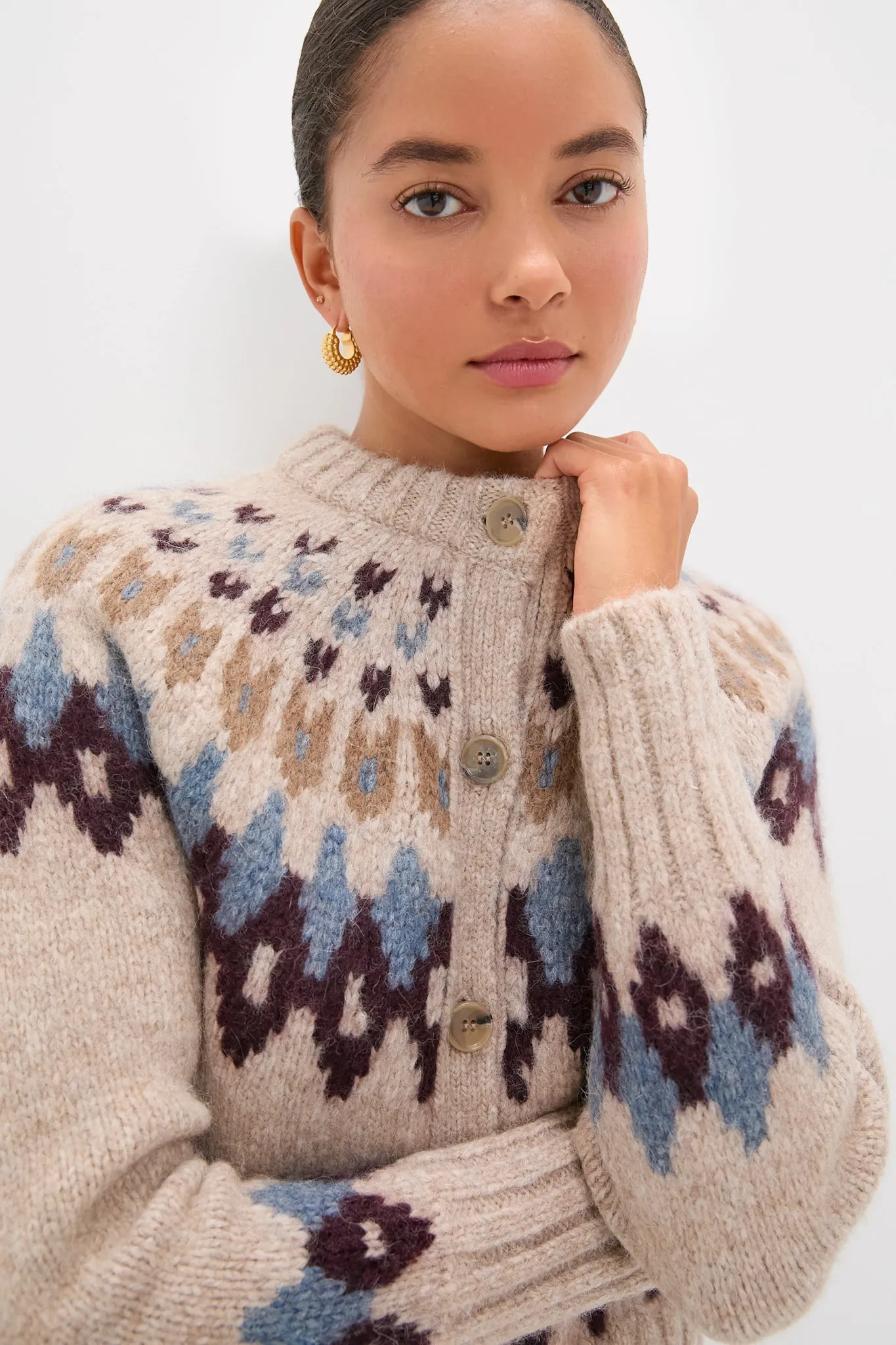 Oatmeal Melange Multi Christina Fairisle Cardigan sold by Tuckernuck product image thumbnail 5