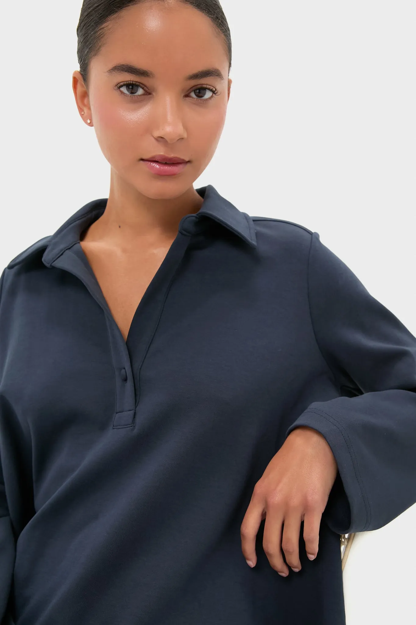 Navy Carlyn Long Sleeve Polo sold by Tuckernuck product image thumbnail 5