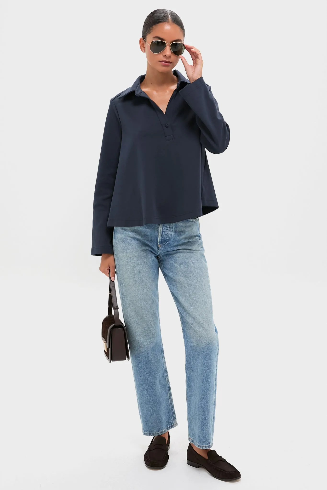 Navy Carlyn Long Sleeve Polo sold by Tuckernuck product image thumbnail 2