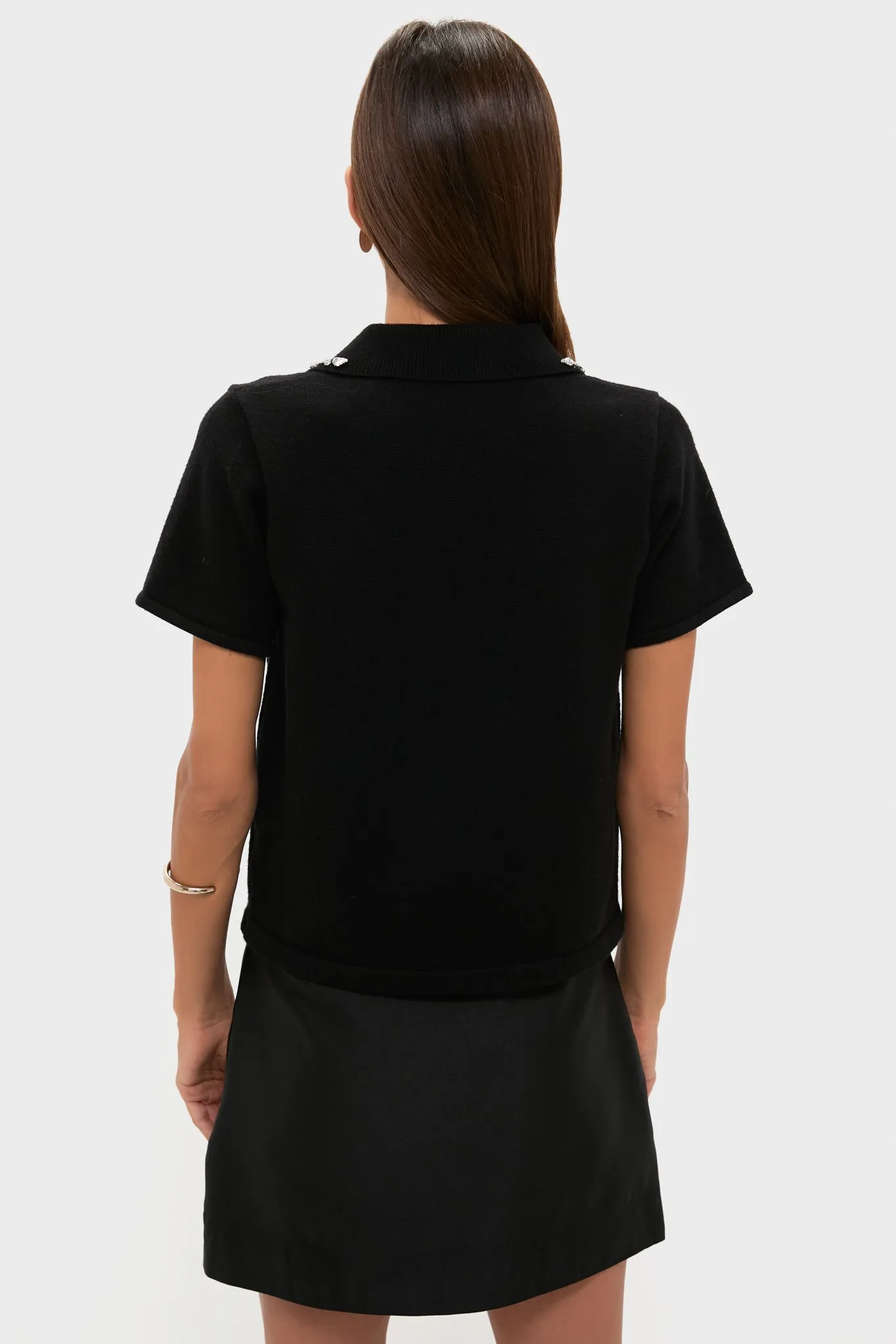 Black Knit Embellished Anica Polo sold by Tuckernuck product image thumbnail 5