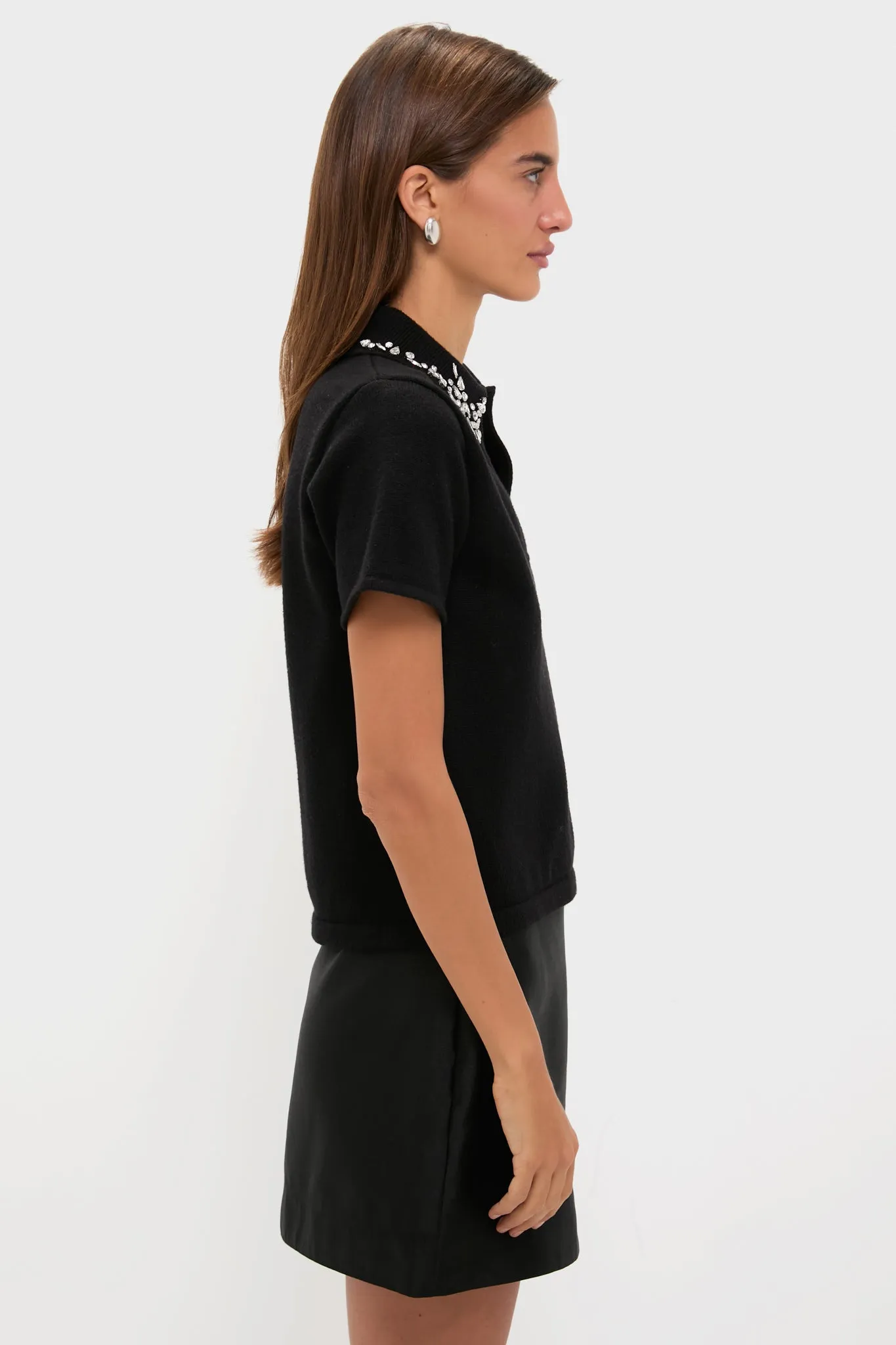 Black Knit Embellished Anica Polo sold by Tuckernuck product image thumbnail 4