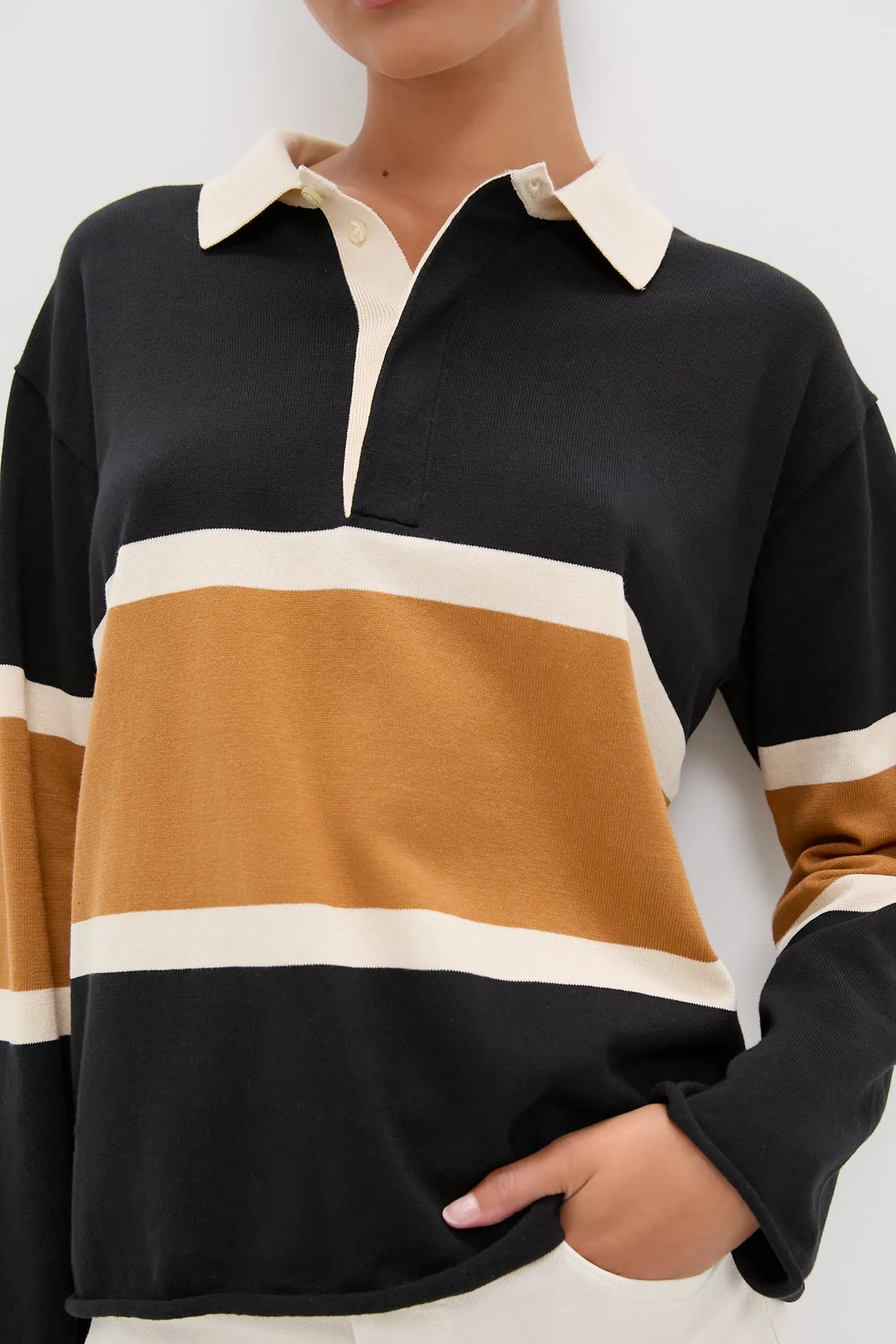 Black with Bronze Stripe Rugby Sweater sold by Tuckernuck product image thumbnail 5