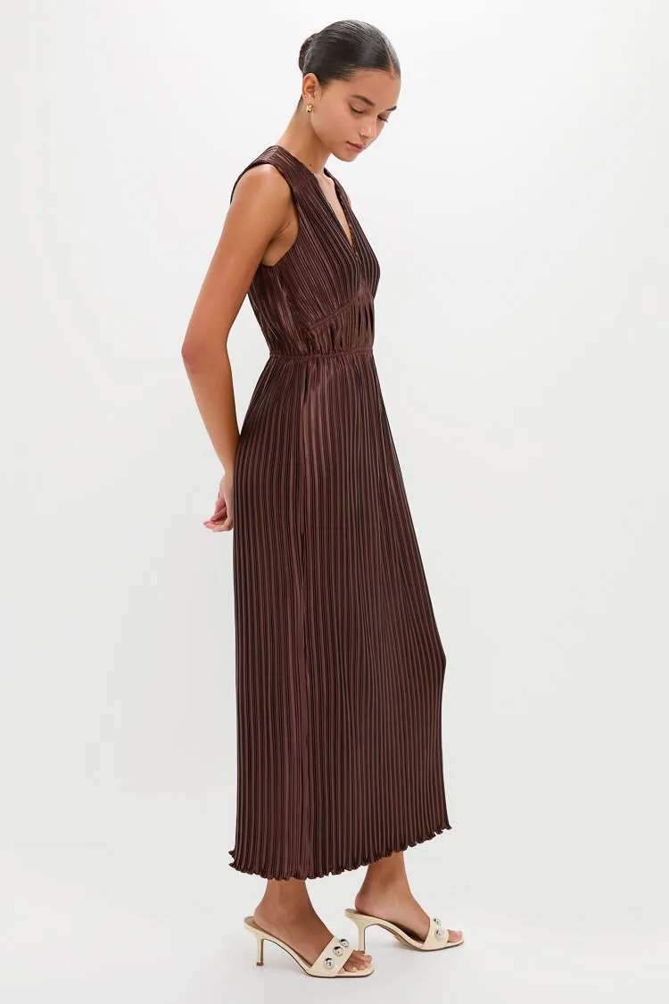 Brown Pleated Chloe Maxi Dress sold by Tuckernuck product image thumbnail 3
