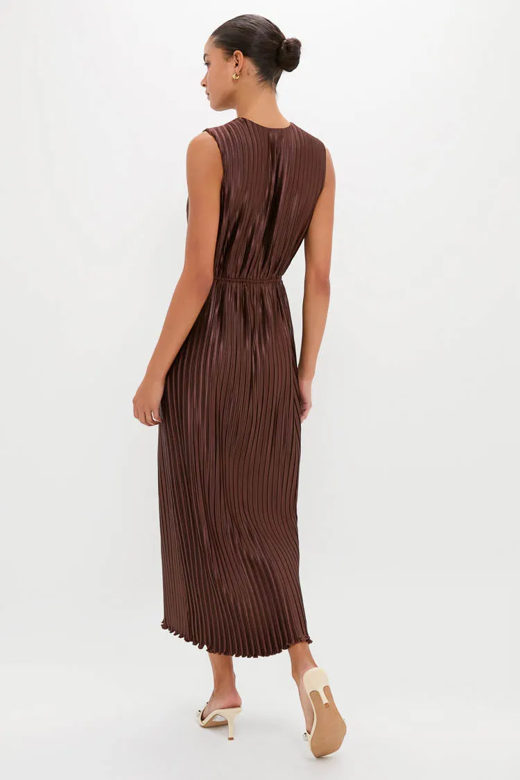 Brown Pleated Chloe Maxi Dress sold by Tuckernuck product image thumbnail 4