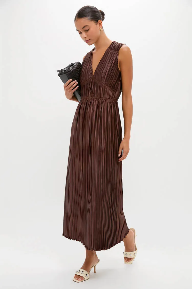 Brown Pleated Chloe Maxi Dress sold by Tuckernuck product image thumbnail 2
