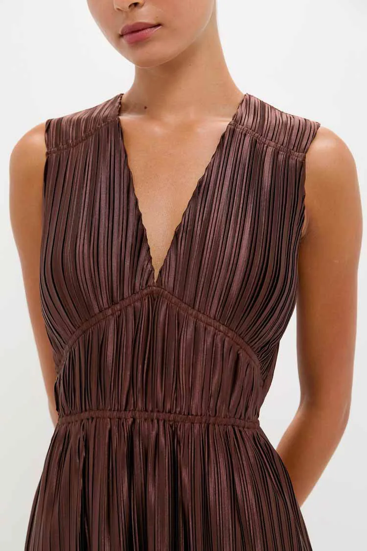 Brown Pleated Chloe Maxi Dress sold by Tuckernuck product image thumbnail 5
