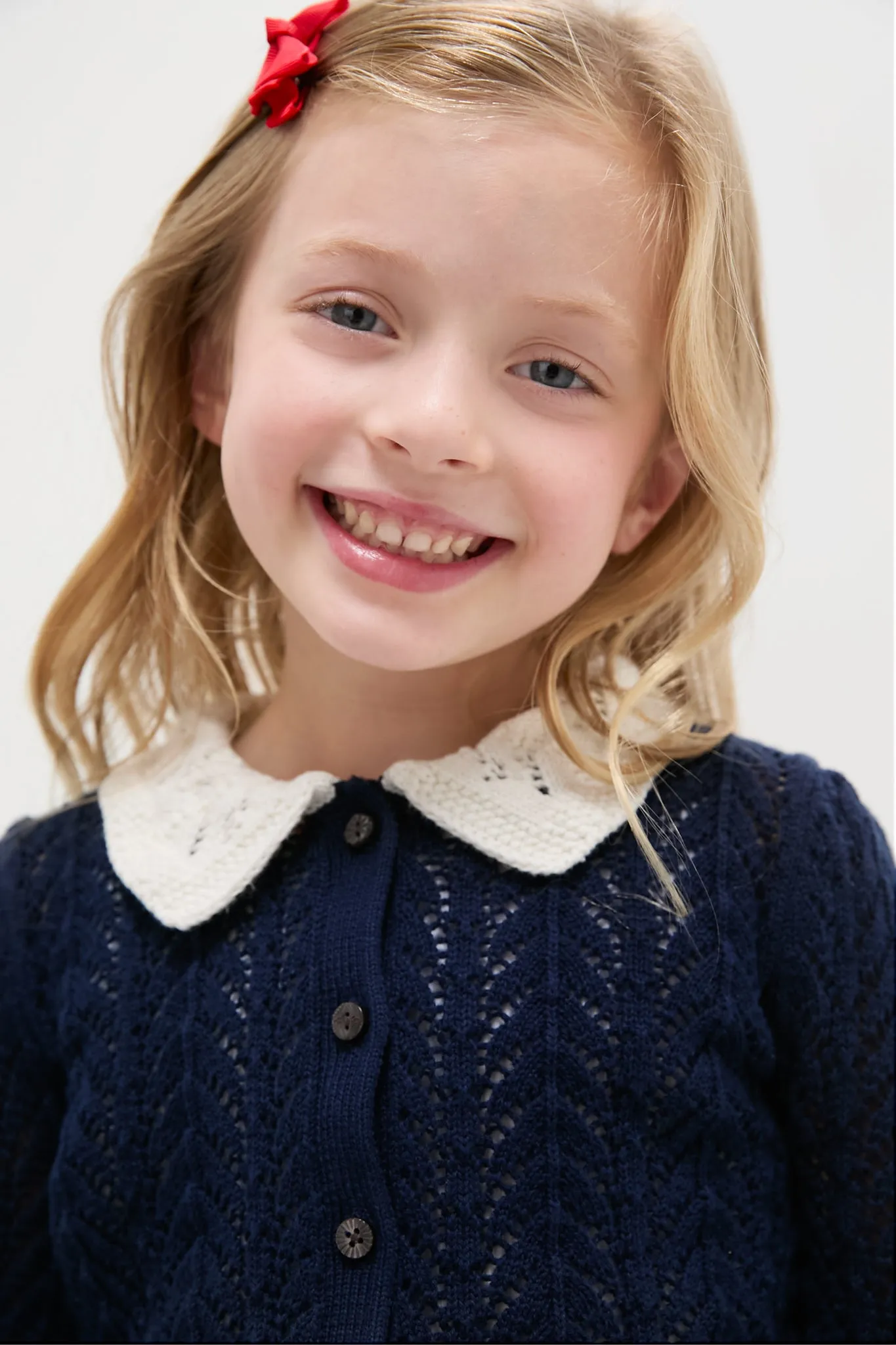 Girls Long-Sleeve Cotton Pointelle Collared Cardigan sold by Tuckernuck product image thumbnail 4