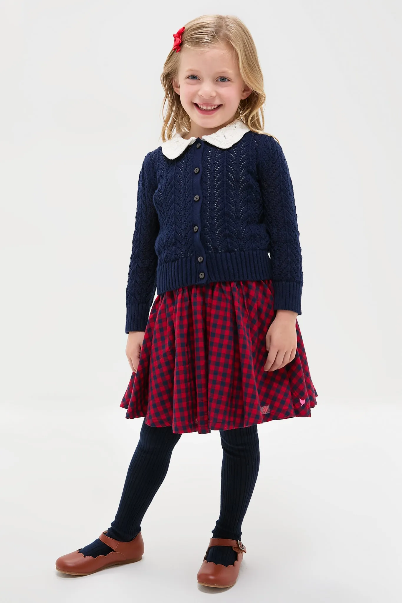 Girls Long-Sleeve Cotton Pointelle Collared Cardigan sold by Tuckernuck product image thumbnail 5