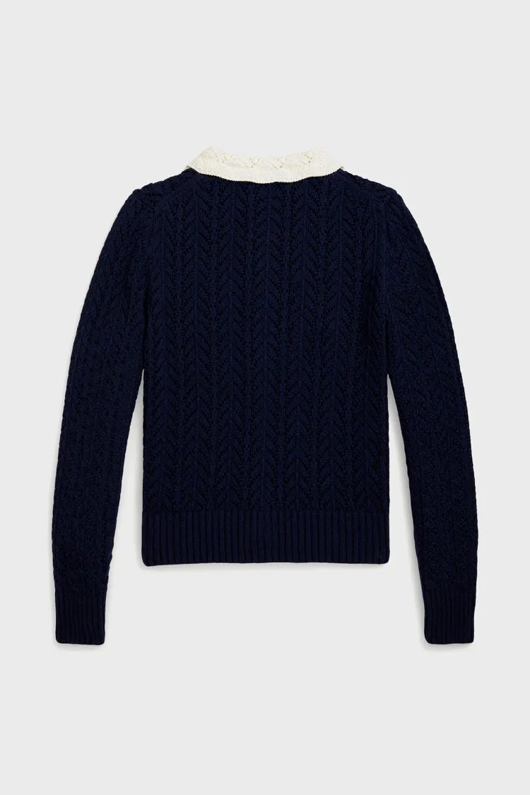 Girls Long-Sleeve Cotton Pointelle Collared Cardigan sold by Tuckernuck product image thumbnail 2