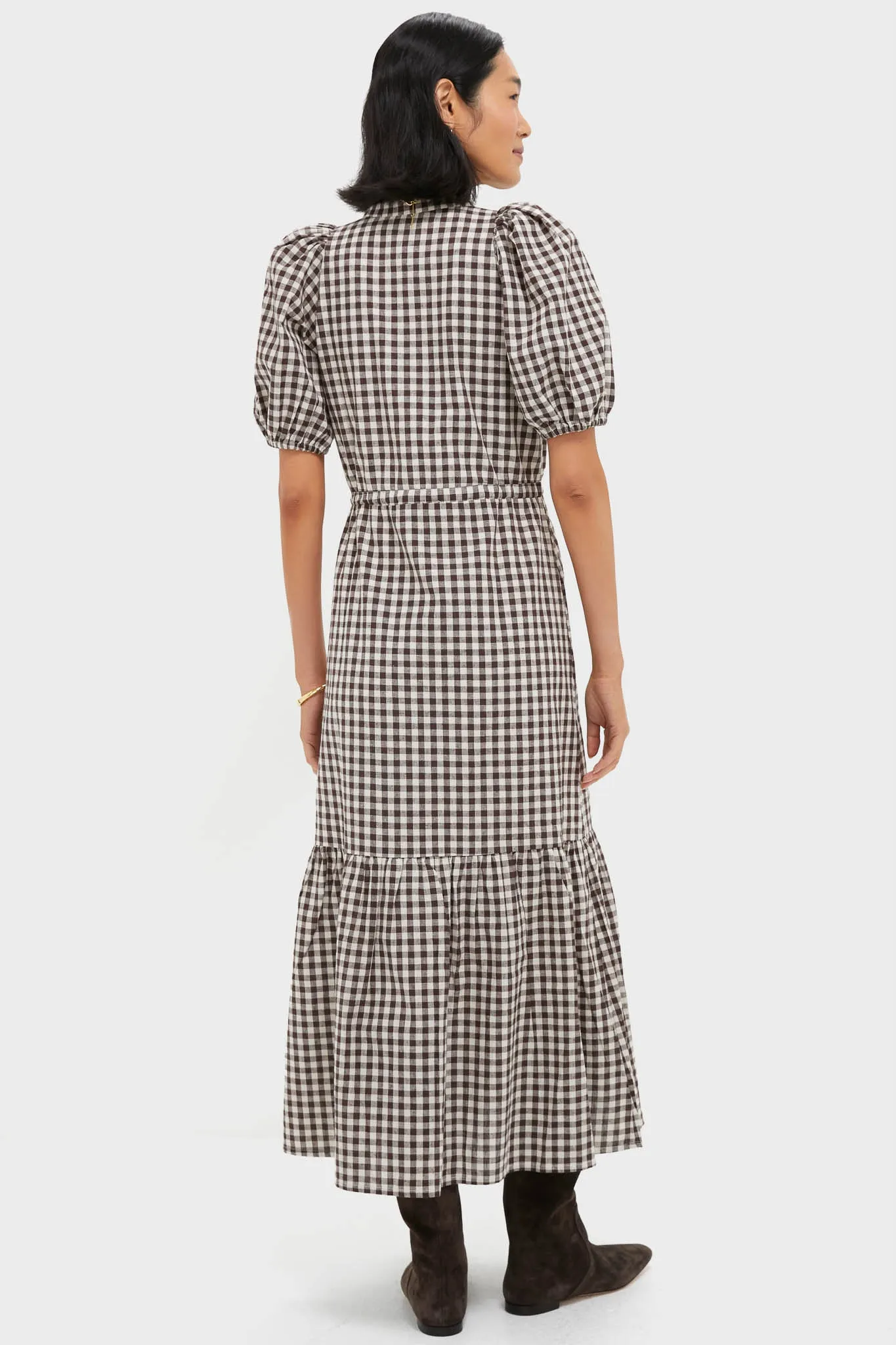 Exclusive Cocoa Gingham Lucy Dress sold by Tuckernuck product image thumbnail 4