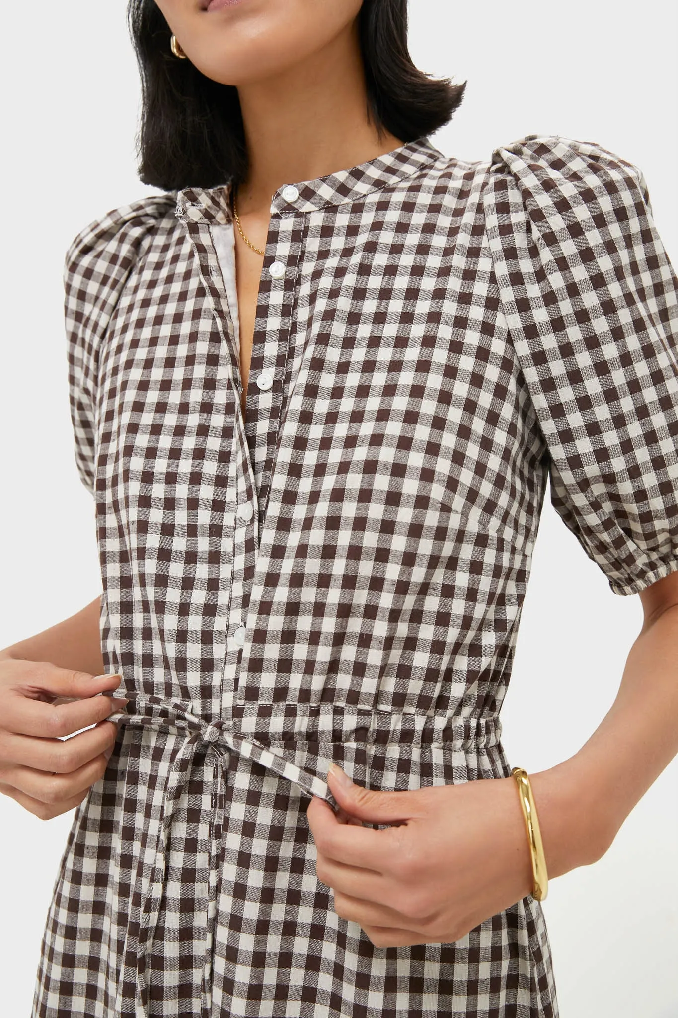 Exclusive Cocoa Gingham Lucy Dress sold by Tuckernuck product image thumbnail 5