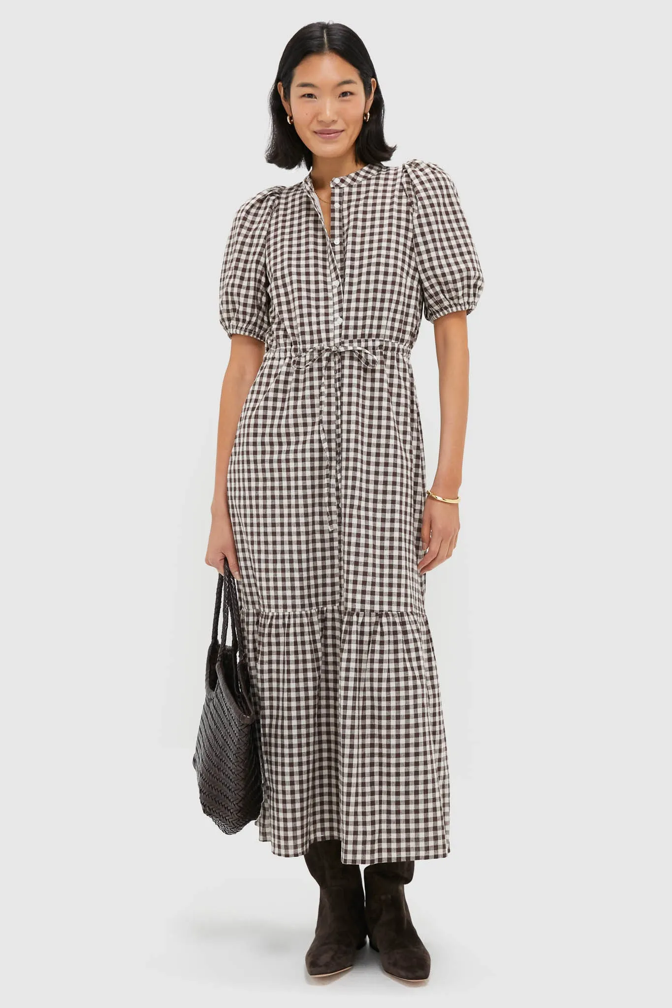 Exclusive Cocoa Gingham Lucy Dress sold by Tuckernuck product image thumbnail 2