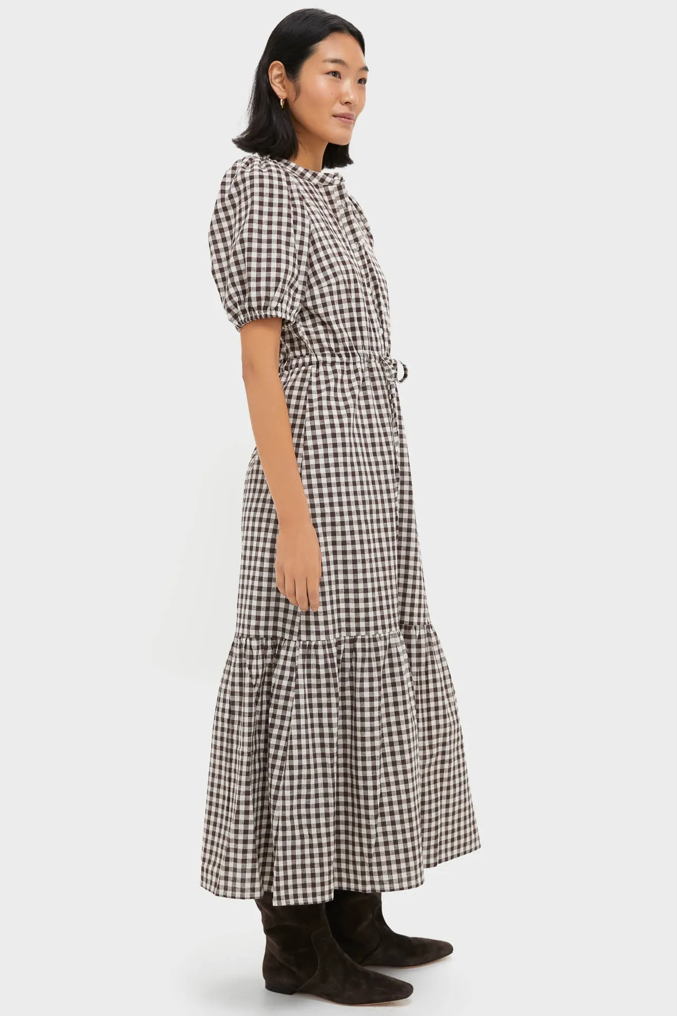 Exclusive Cocoa Gingham Lucy Dress sold by Tuckernuck product image thumbnail 3