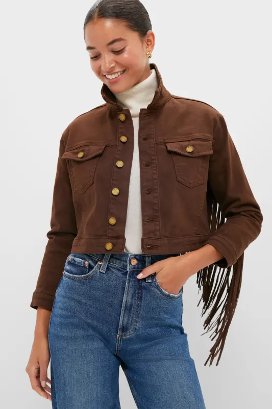 Brown Koda Crop Fringe Jacket sold by Tuckernuck