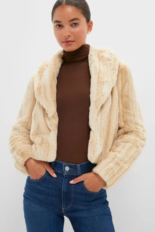 Latte Striped Fur Davy Crop Jacket made by L'AGENCE