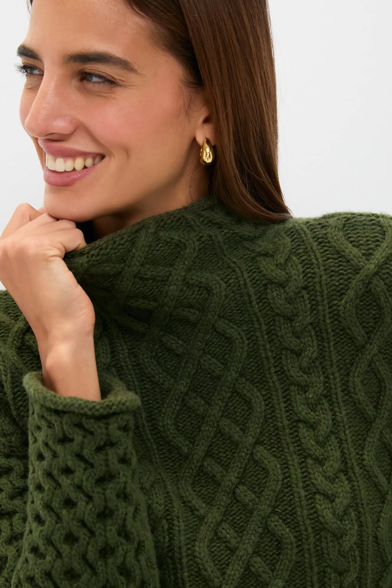 Olive Cable Knit Perry Turtleneck sold by Tuckernuck product image thumbnail 5