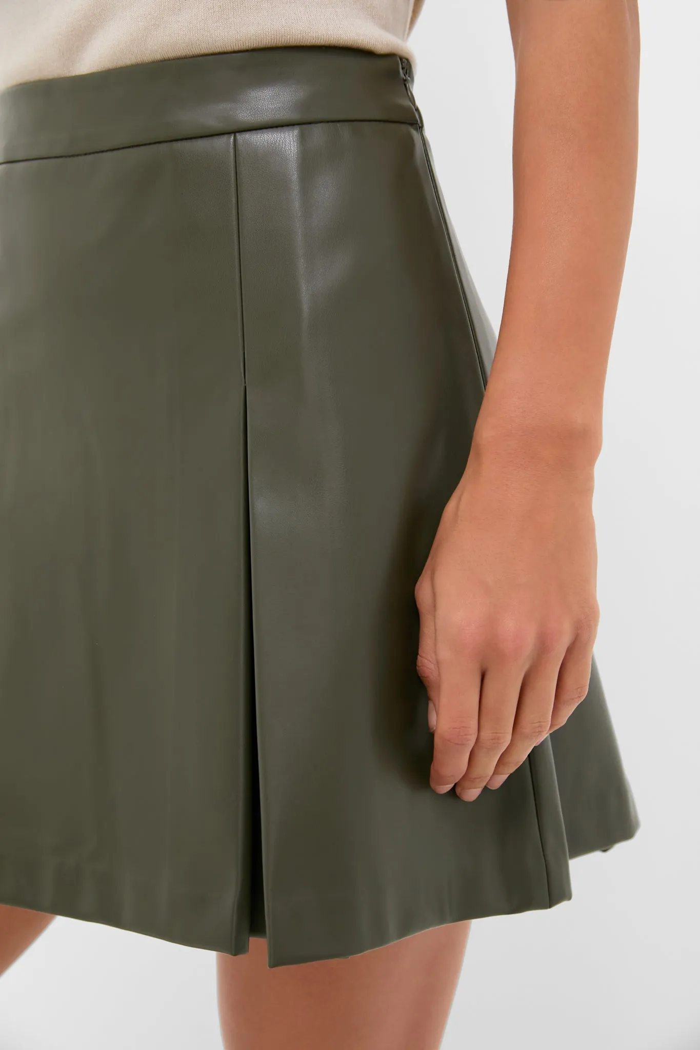 Olive Faux Leather Phillips Skirt sold by Tuckernuck product image thumbnail 5