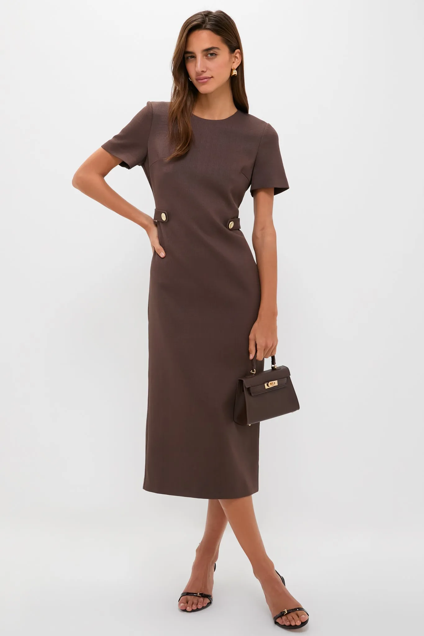 Chocolate Brown Linen Zarah Midi Dress sold by Tuckernuck product image thumbnail 2