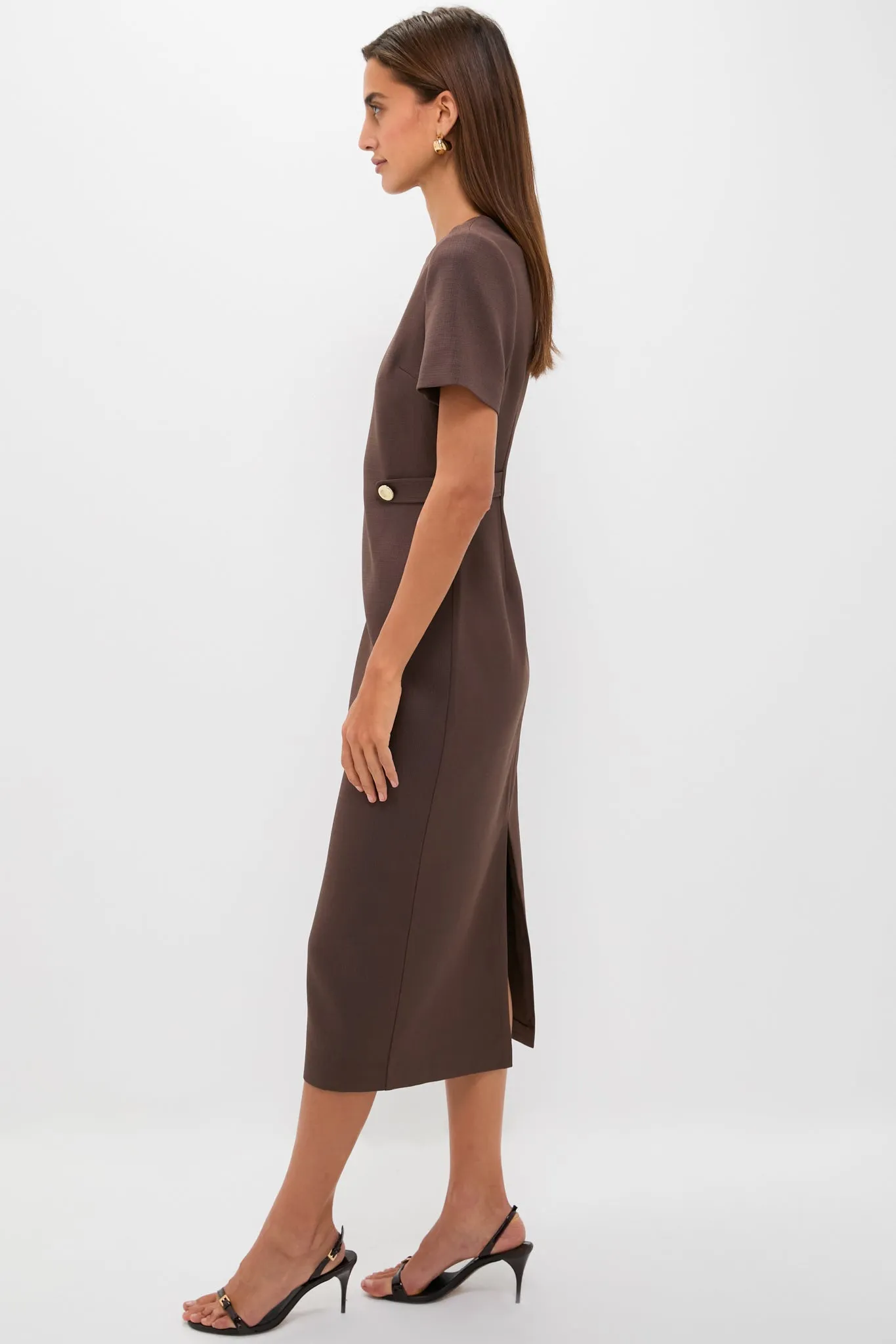 Chocolate Brown Linen Zarah Midi Dress sold by Tuckernuck product image thumbnail 3