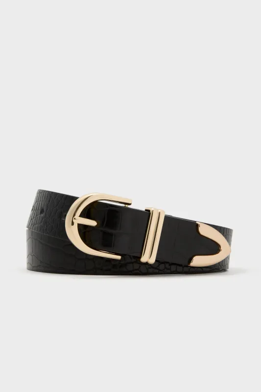 Black Croc and Gold Jeanette Belt sold by Tuckernuck