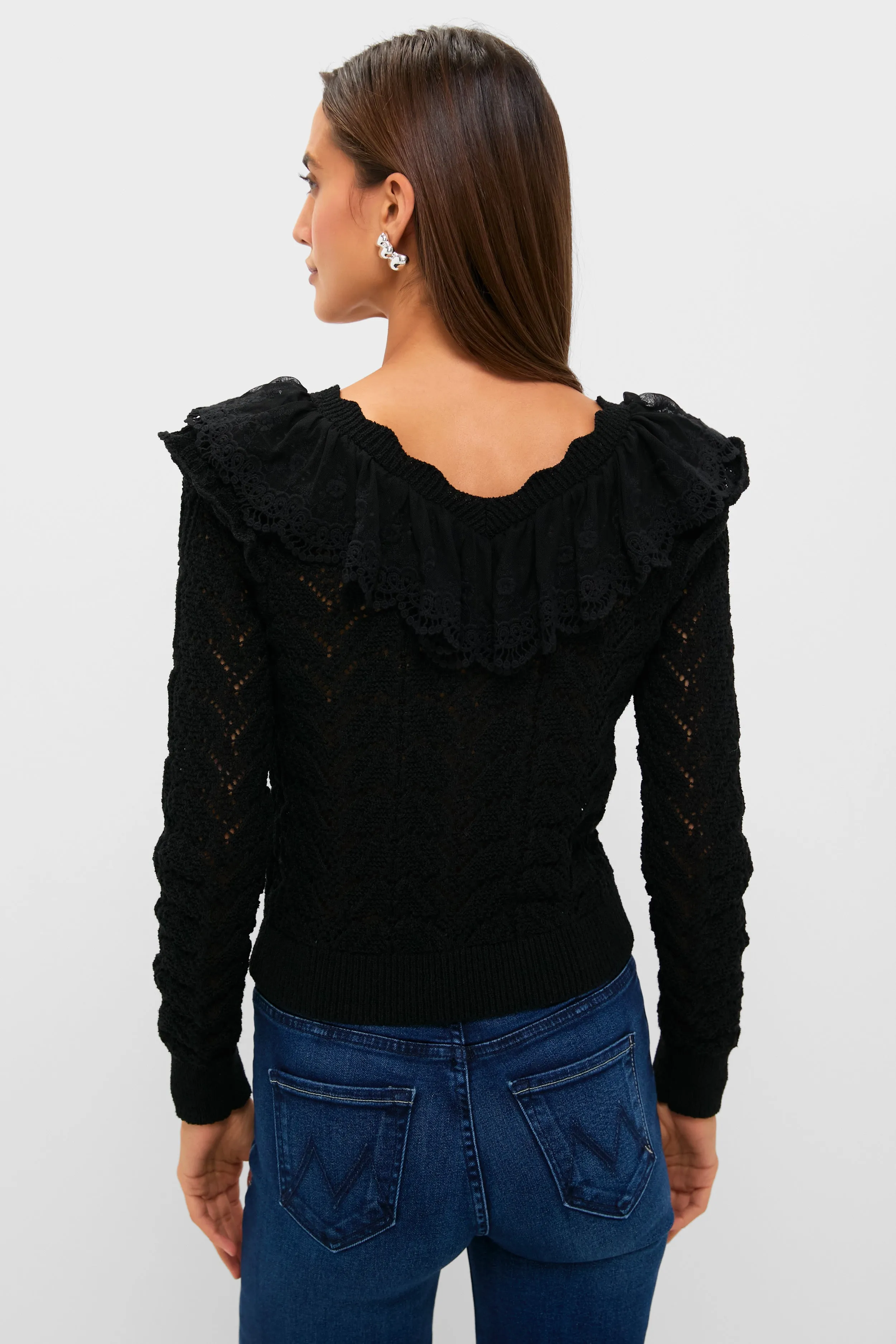 Black Pointelle Knit Sherry Top sold by Tuckernuck product image thumbnail 4