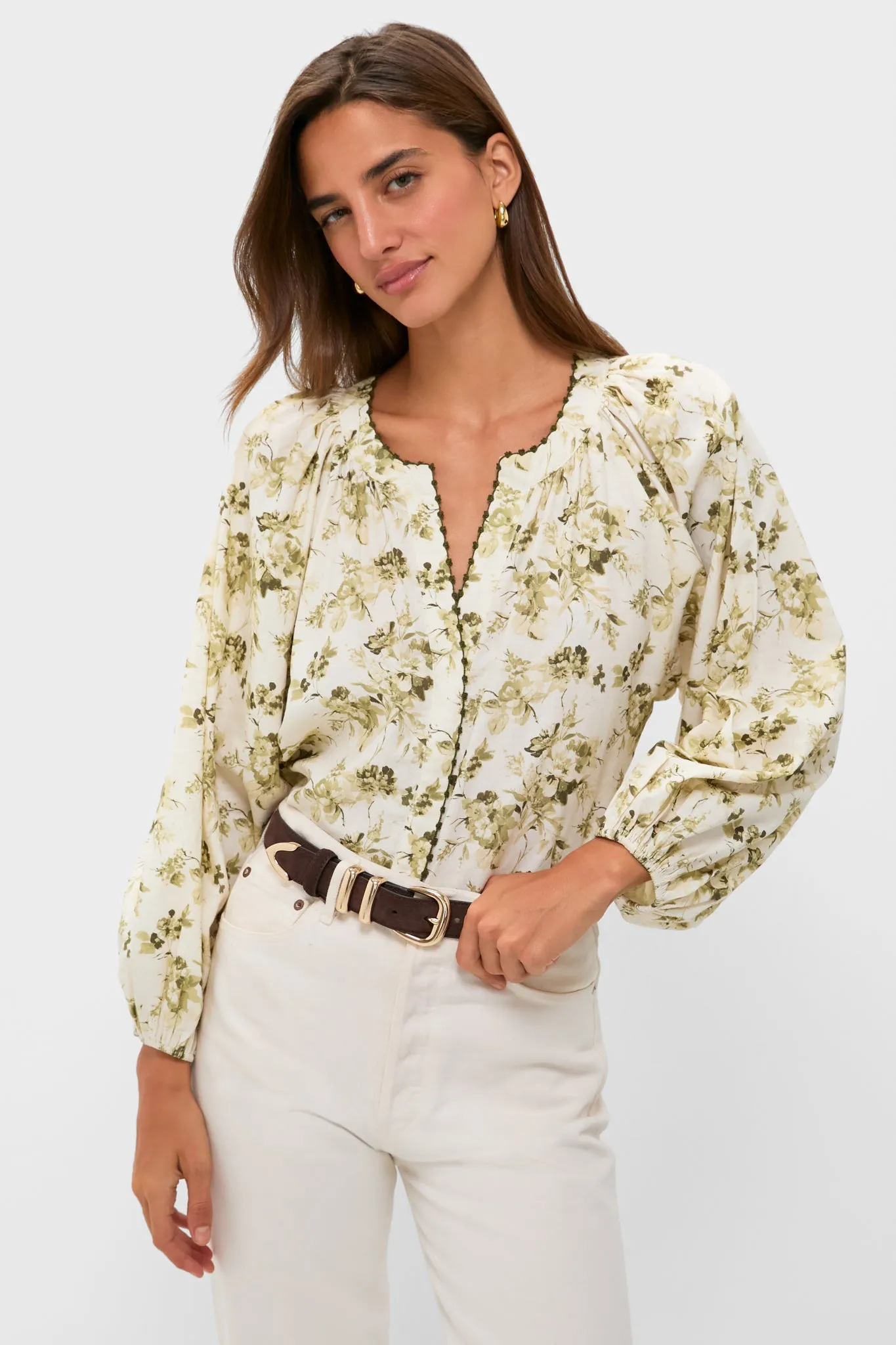 Sage & Ivory Floral Stella Blouse sold by Tuckernuck