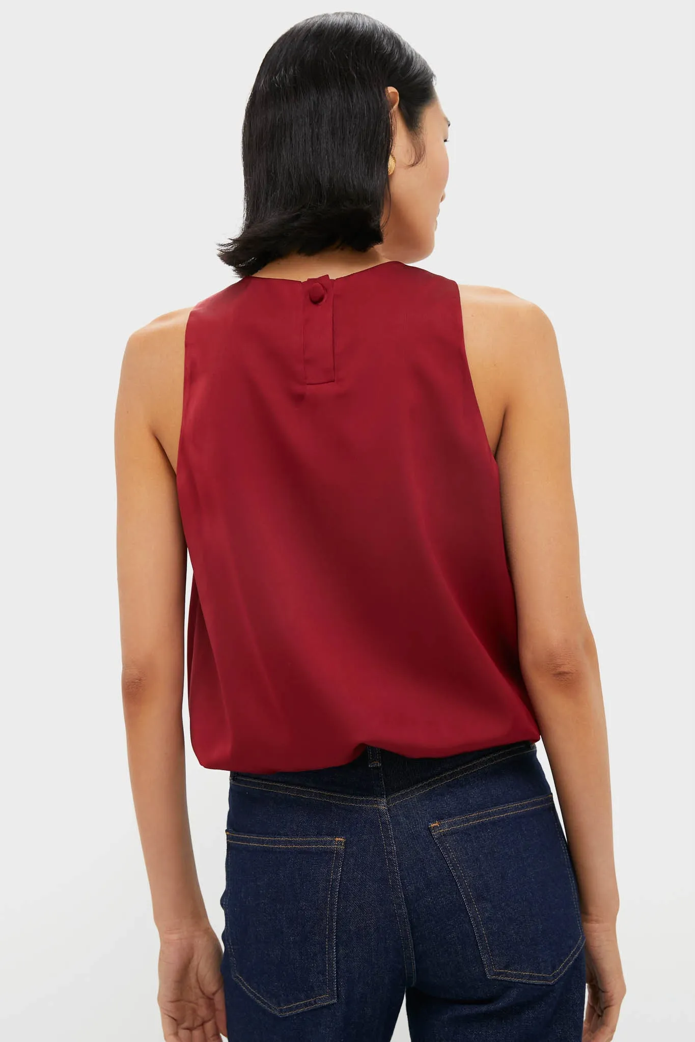 Red Satin Ramona Bubble Hem Top sold by Tuckernuck product image thumbnail 4