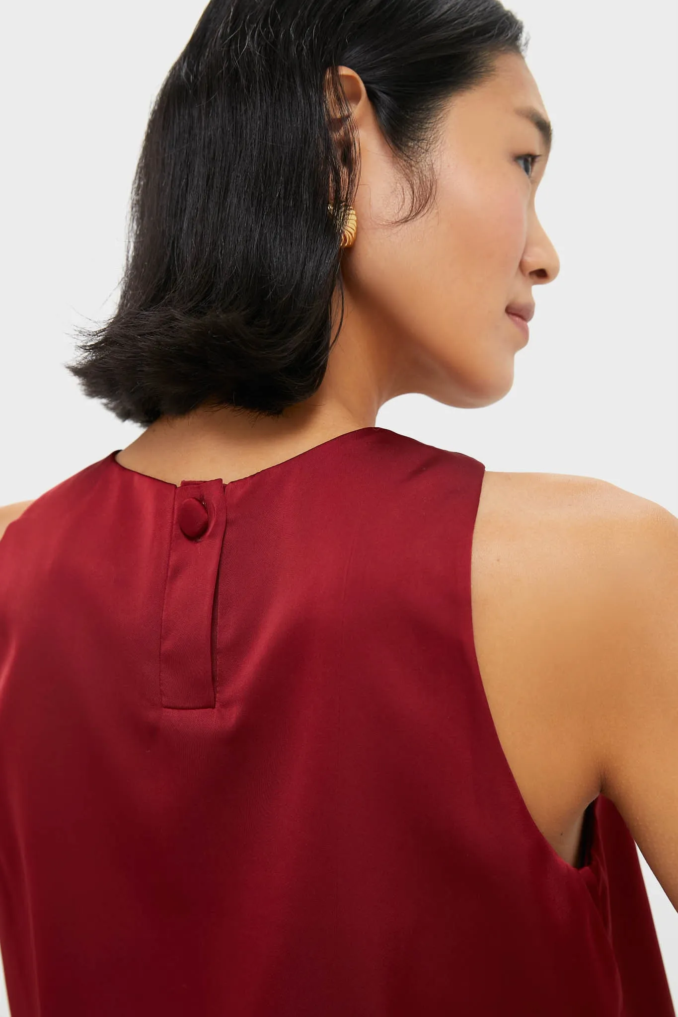 Red Satin Ramona Bubble Hem Top sold by Tuckernuck product image thumbnail 5