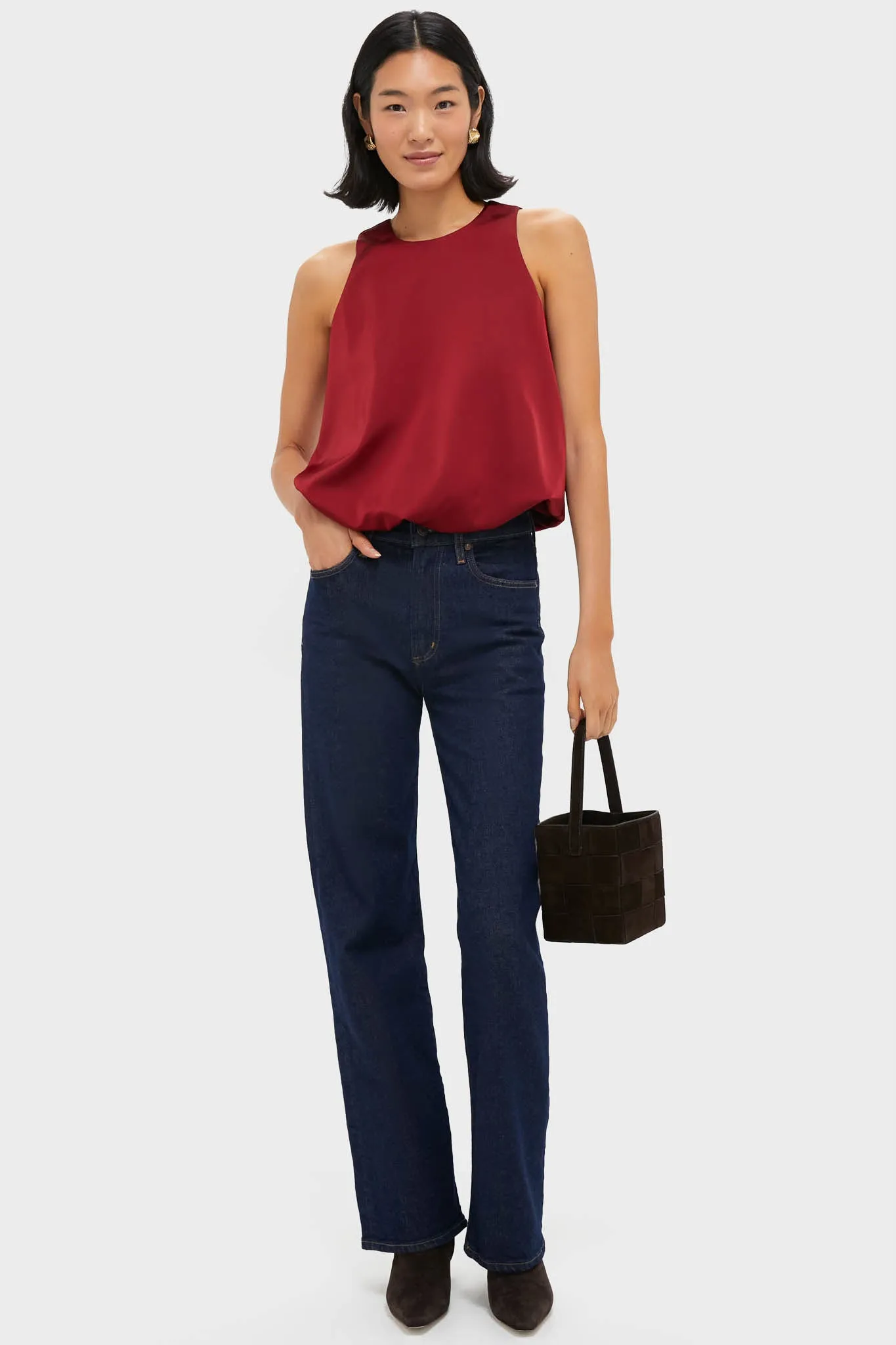 Red Satin Ramona Bubble Hem Top sold by Tuckernuck product image thumbnail 2