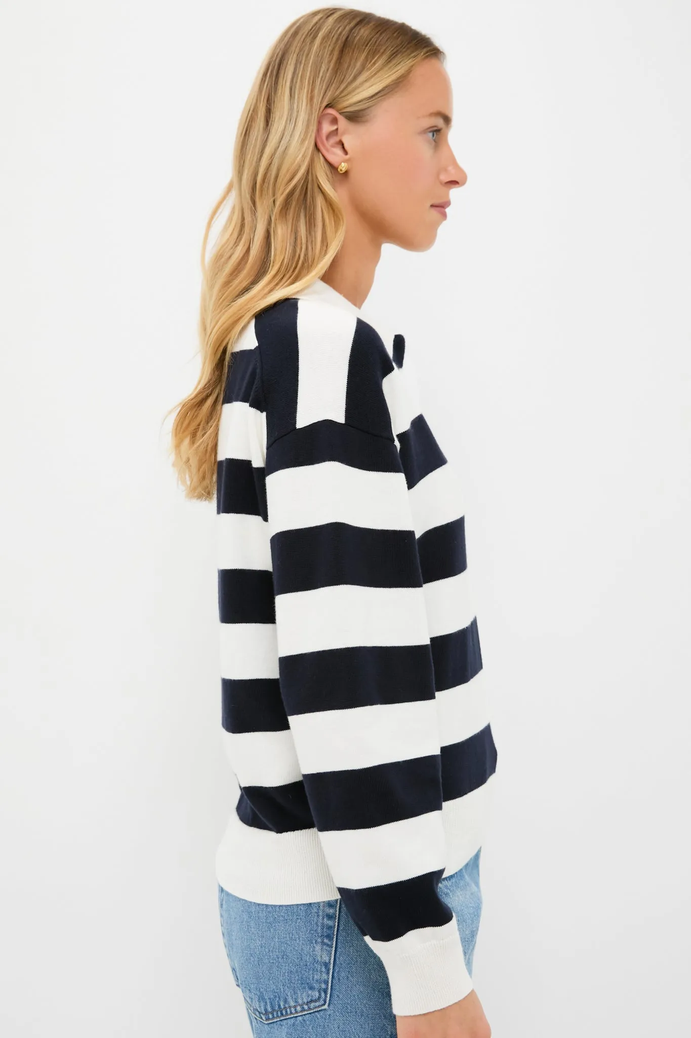 Ivory and Navy Bond St Striped Polo sold by Tuckernuck product image thumbnail 3