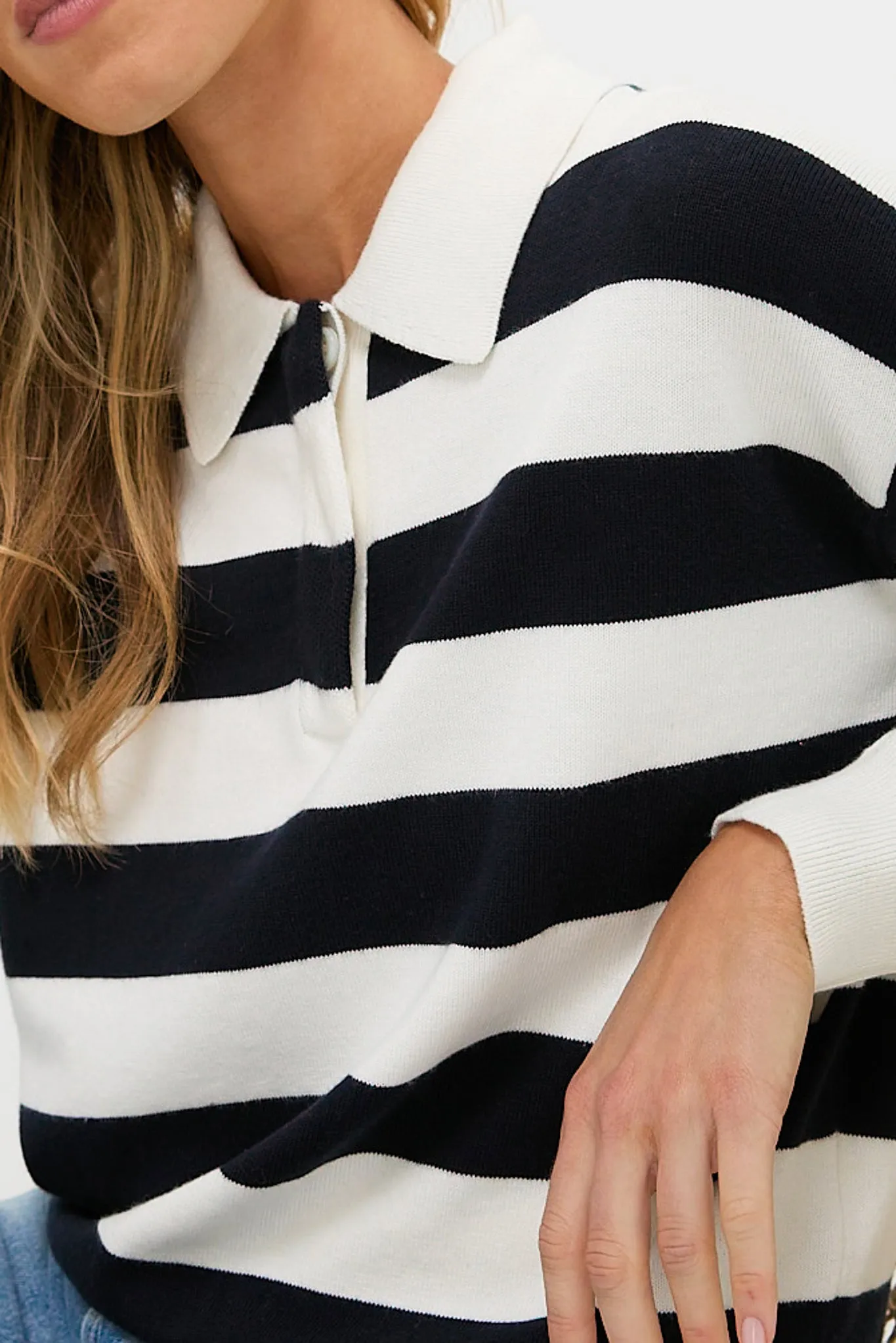 Ivory and Navy Bond St Striped Polo sold by Tuckernuck product image thumbnail 5