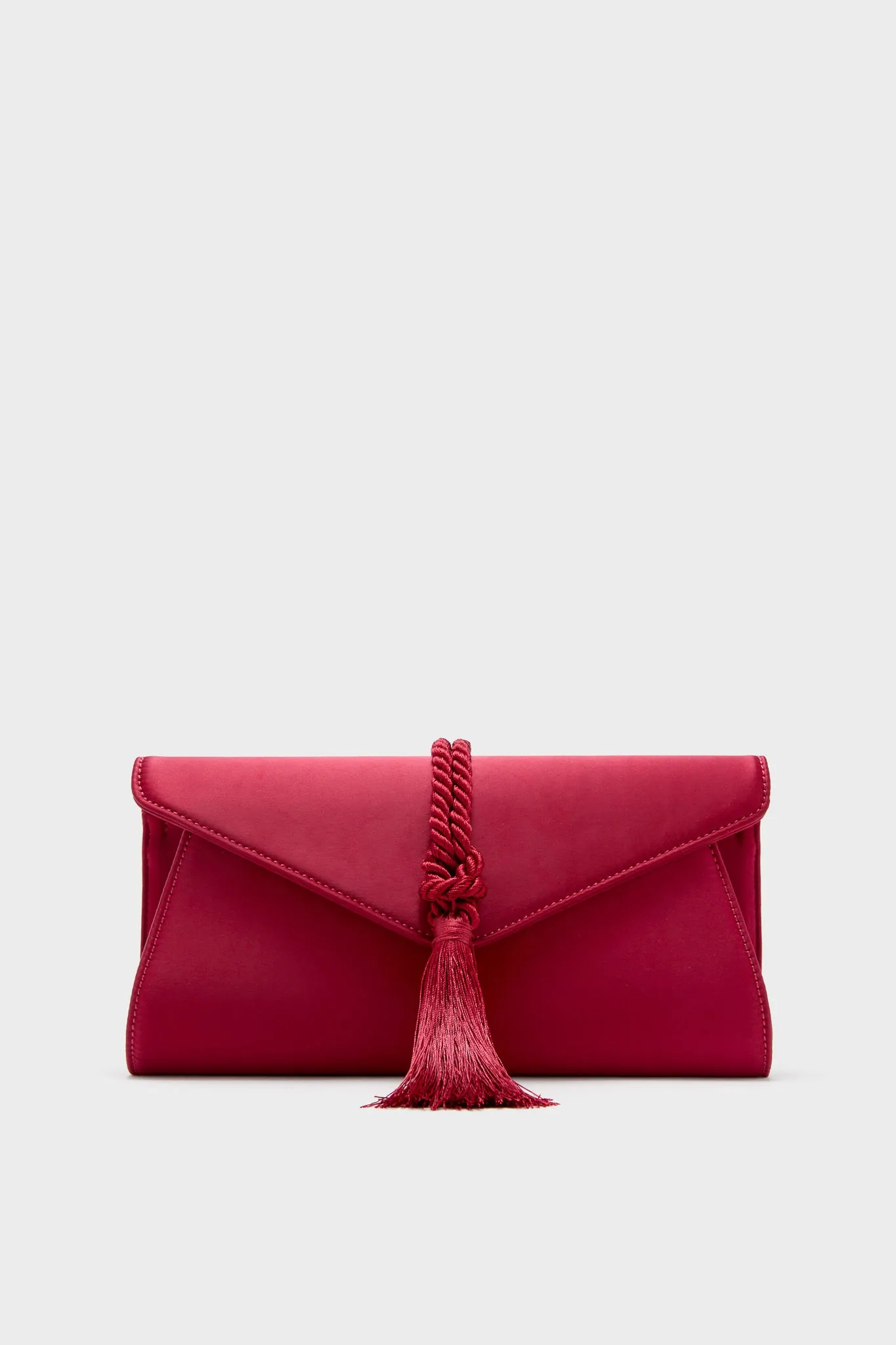 Cranberry Satin Gabrielle Clutch sold by Tuckernuck