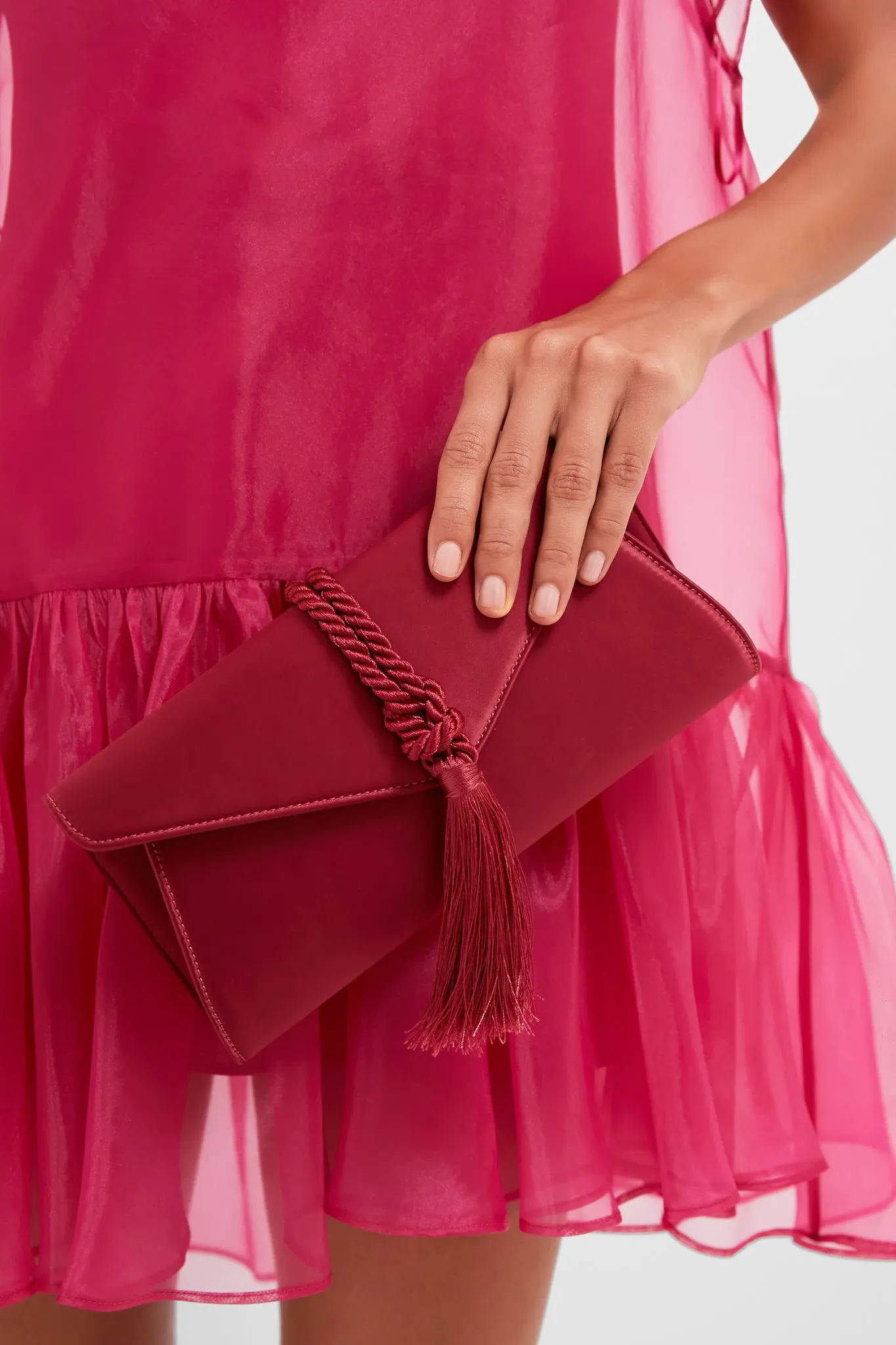 Cranberry Satin Gabrielle Clutch sold by Tuckernuck product image thumbnail 2