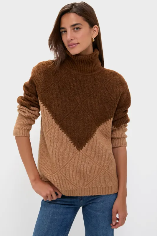 Tan & Brown Diamond Demi Turtleneck sold by Tuckernuck