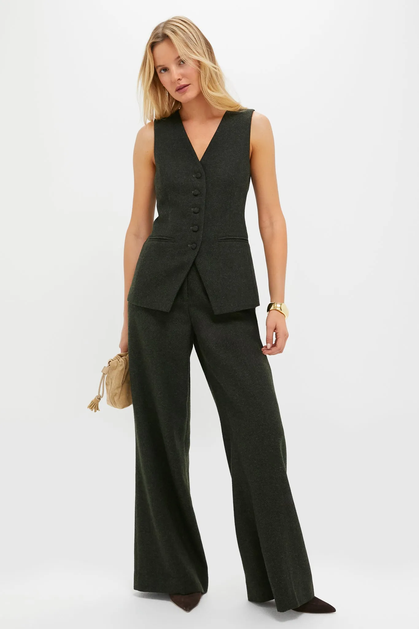 Hunter Green Tweed Herringbone Thompson Vest sold by Tuckernuck product image thumbnail 2