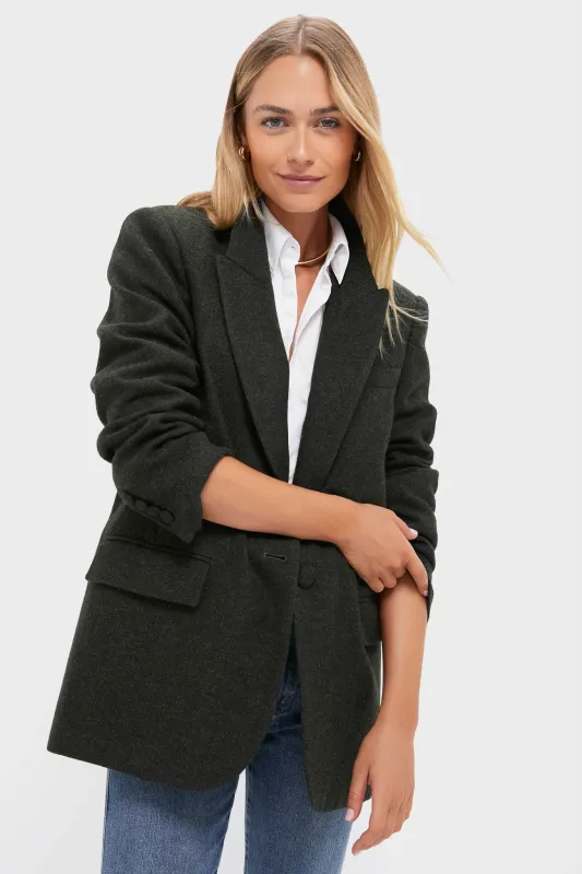 Hunter Green Tweed Herringbone Leo Blazer sold by Tuckernuck