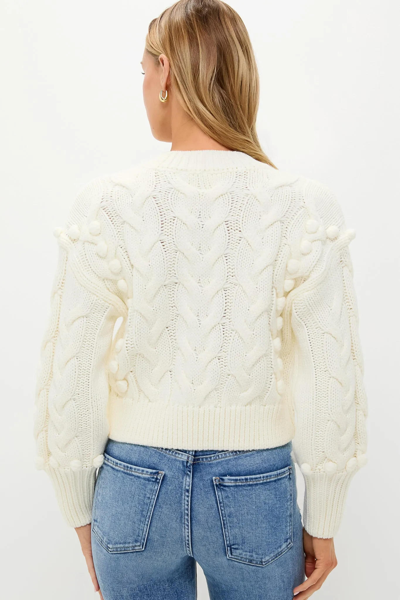 Ivory Cable Knit Cropped Contessa V-Neck Sweater sold by Tuckernuck product image thumbnail 4
