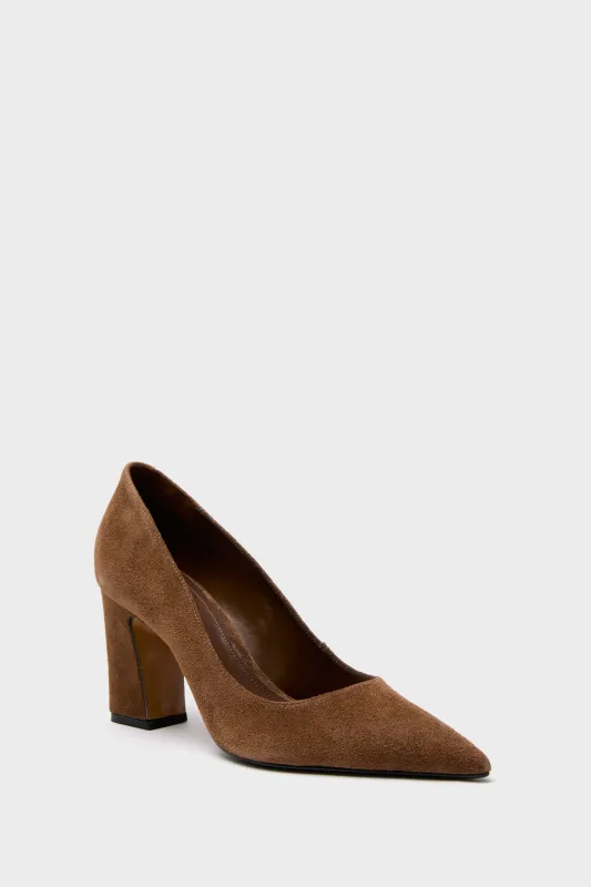 Pecan Brown Suede Eleanor Heels sold by Tuckernuck
