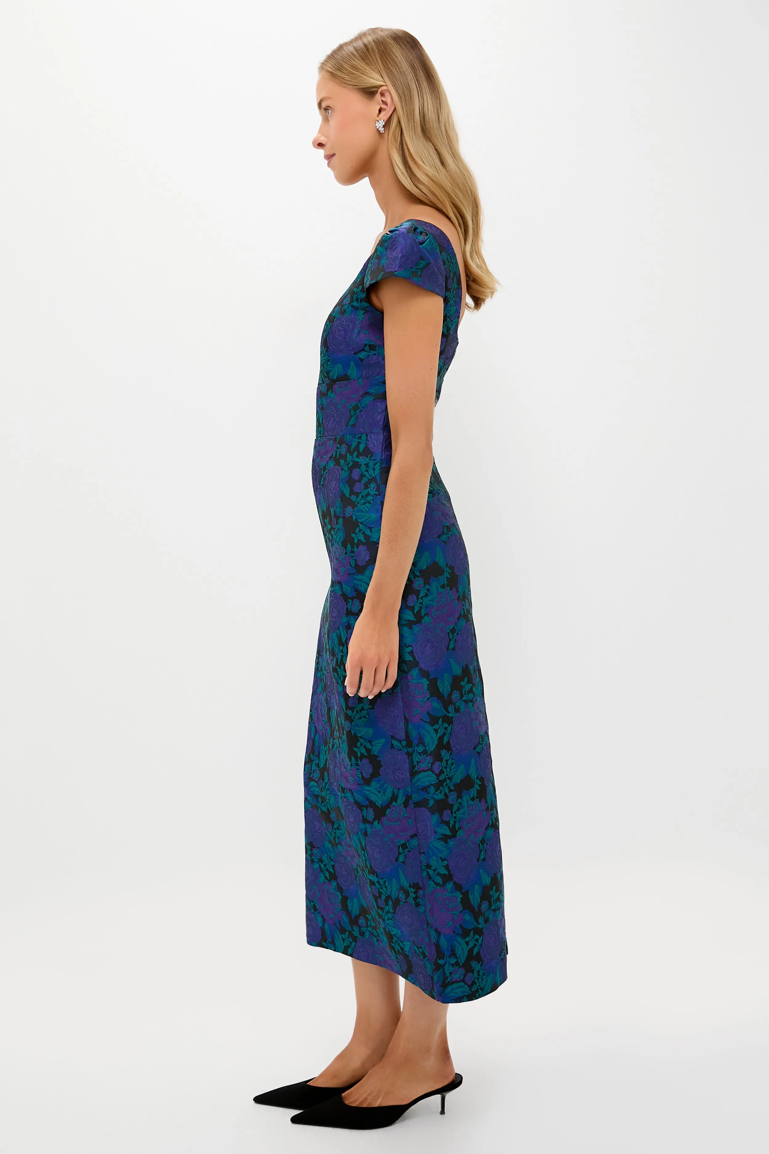 Navy and Indigo Jacquard Archibald Maxi Dress sold by Tuckernuck product image thumbnail 4