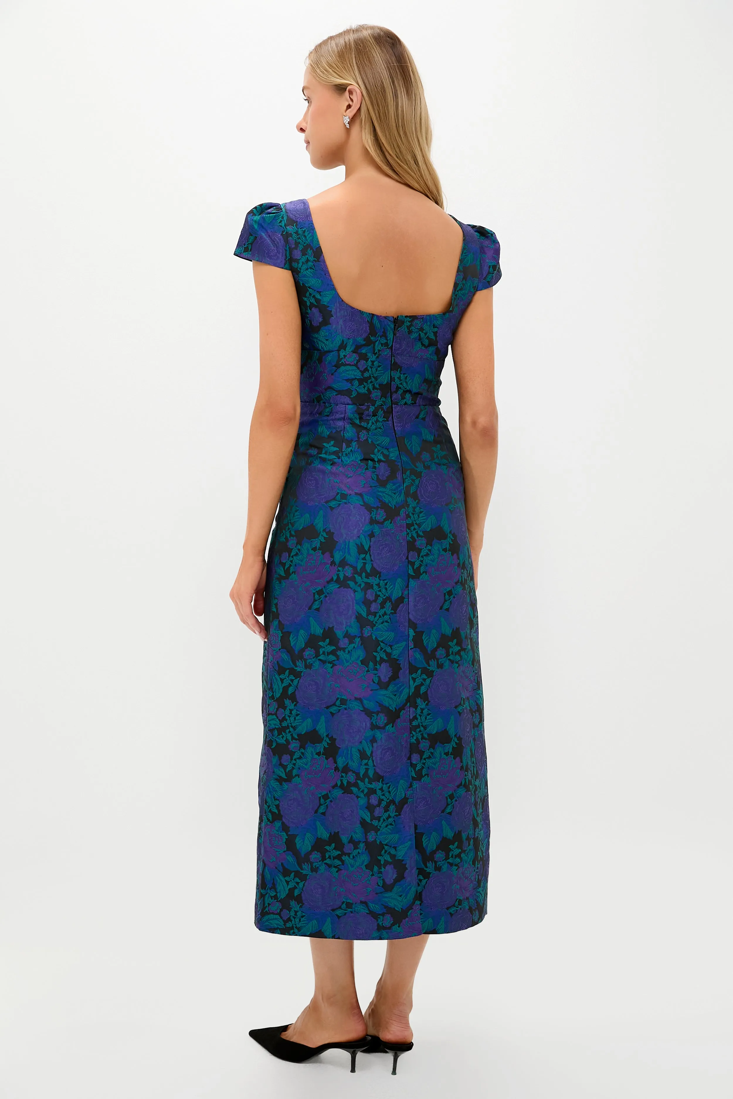 Navy and Indigo Jacquard Archibald Maxi Dress sold by Tuckernuck product image thumbnail 5